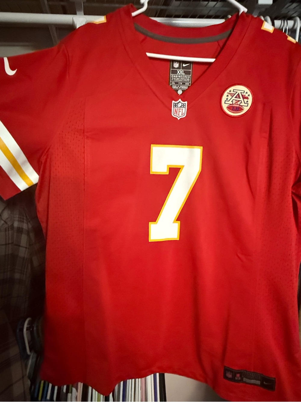 NFL Red Short-Sleeve Football Jersey with White NFL Shield